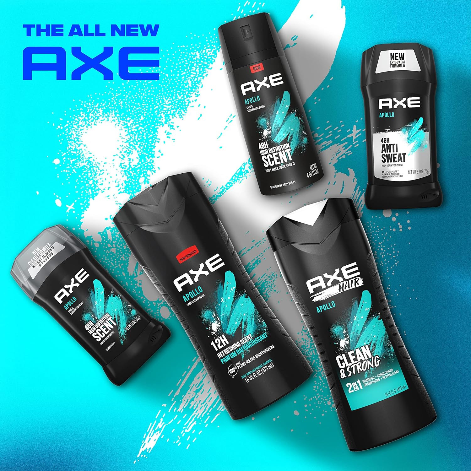 AXE Sage & Cedarwood Body Wash Apollo 4 Count for Long Lasting Freshness Men’S B