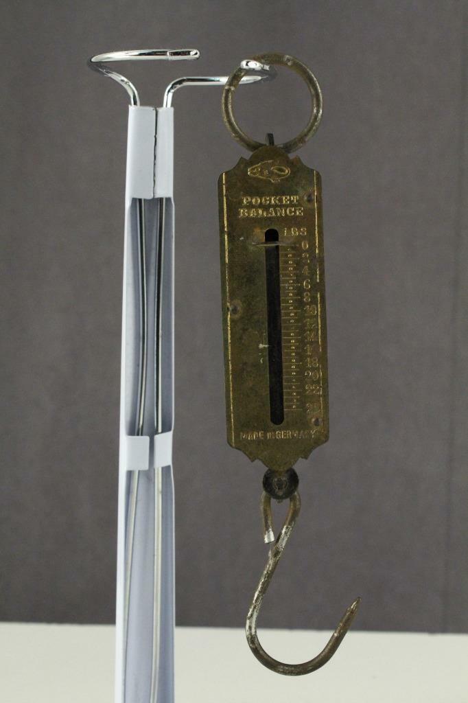 Vintage Metal & Brass 26 LB POCKET BALANCE Hook Weight Scale Made in Germany