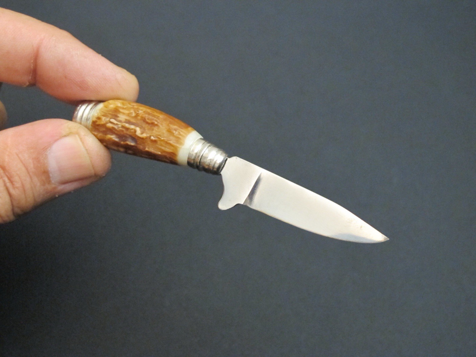 Old Vtg Miniature Pencil sharpener Fixed Blade Packet Knife Antique Rare Tool