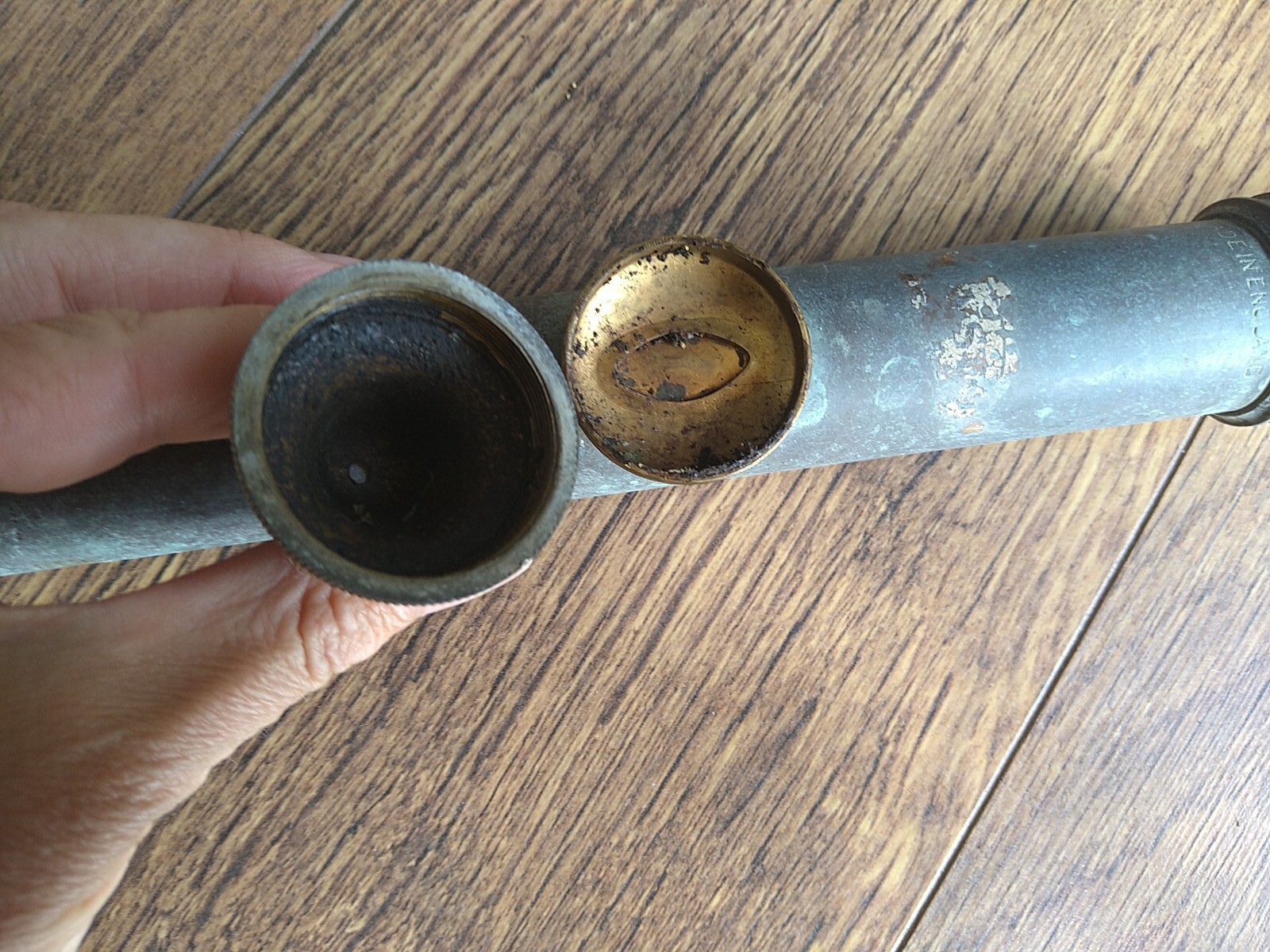 Antique Garden Atomiser Greenfly Pump Spray Copper & Brass Wooden Handle Working
