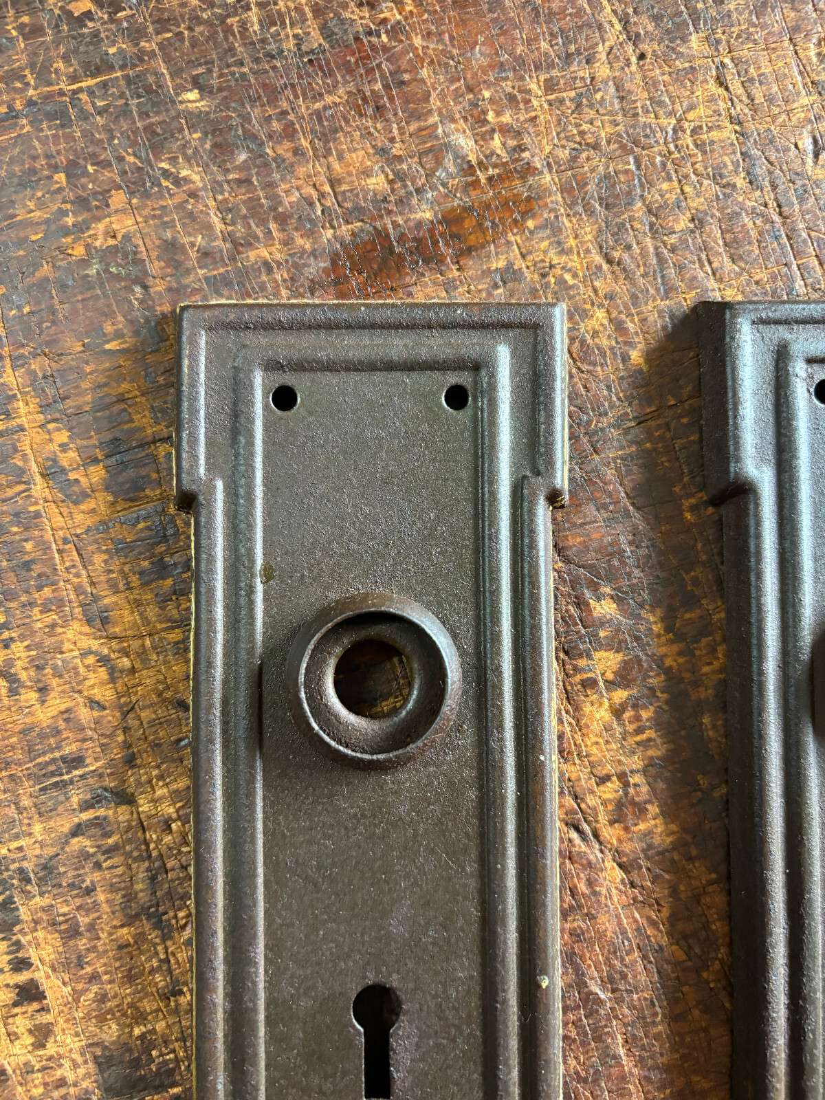 Art-Deco/Vintage Pressed Steel Front Door Plates. Art Deco Door Handle Hardware