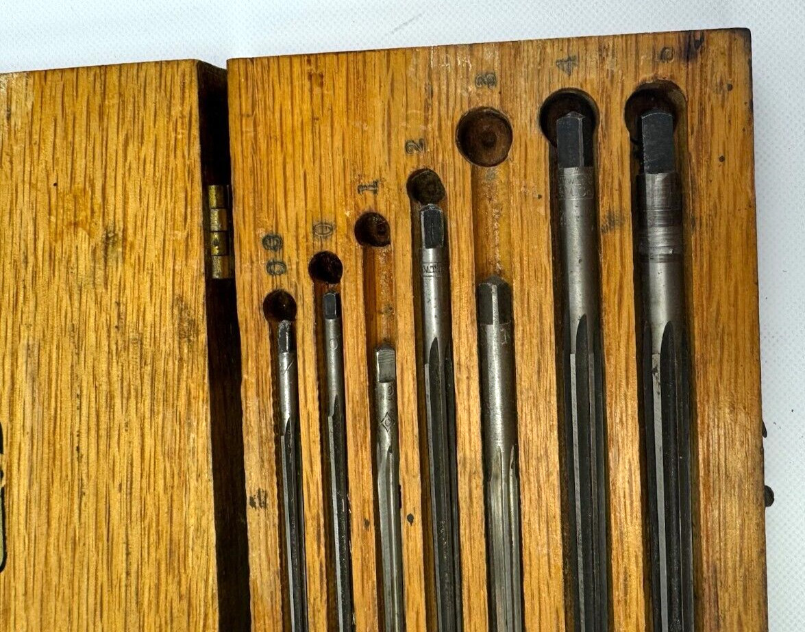 Antique Vintage Morse Twist Drill Machine Co Wooden Box Hinged with Tools USA