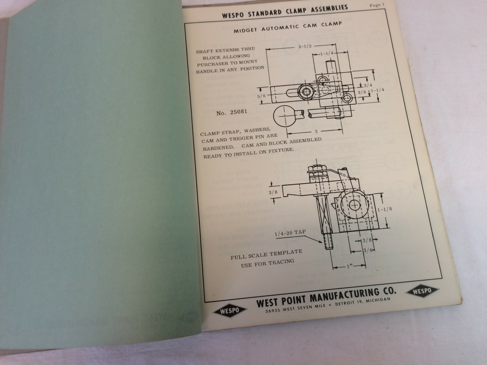 WESPO Clamp Assemblies Fixture Details WEST POINT MANUFACTURING Vtg 50s Catalog