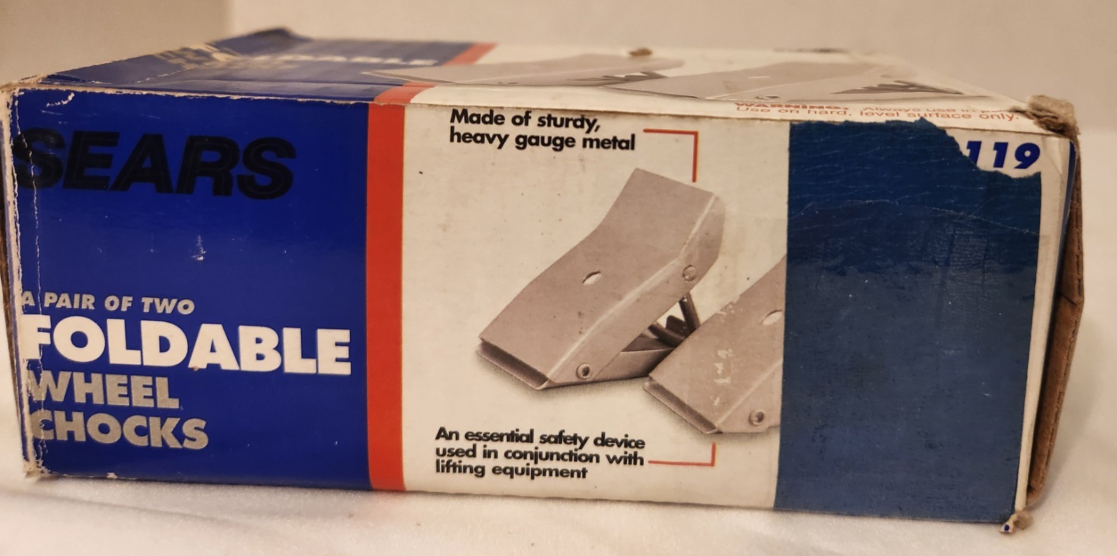 SEARS VINTAGE FOLDABLE WHEEL CHOCKS METAL 2 IN BOX BRAND NEW