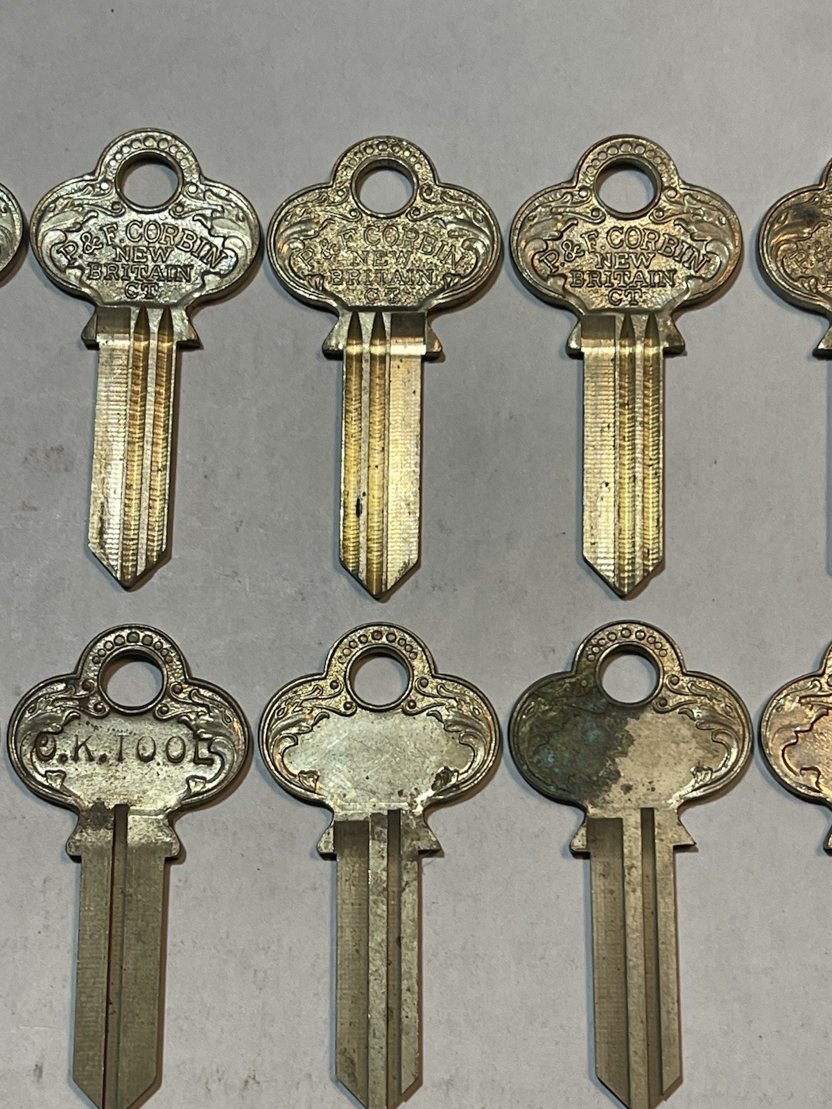 LOT of 16 P & F CORBIN Key Blanks NOS Uncut Blank Brass USA Locksmith Supplies