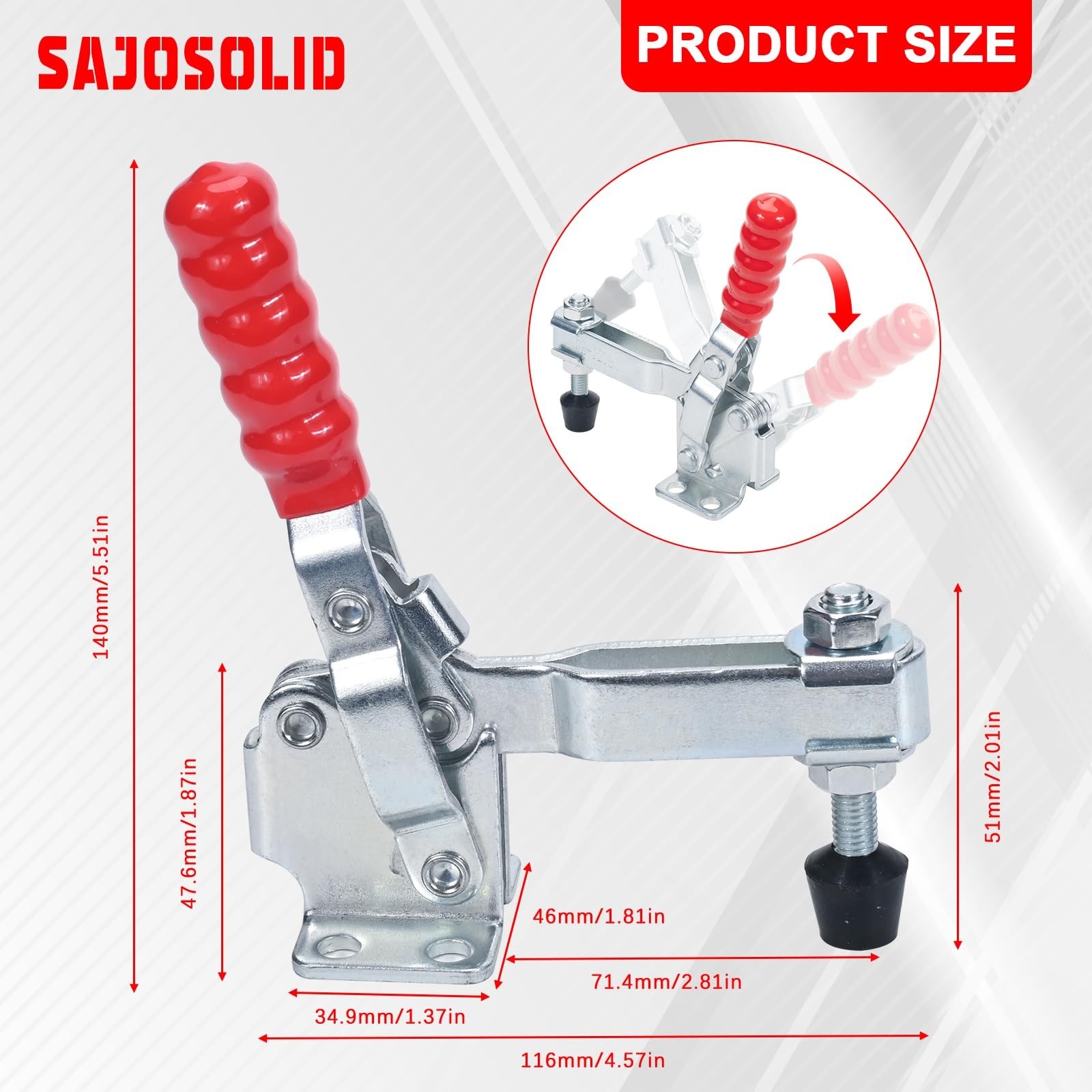 12130 Heavy-Duty Quick-Release Vertical Toggle Clamp Set (2-Pack), 227 KG/500…