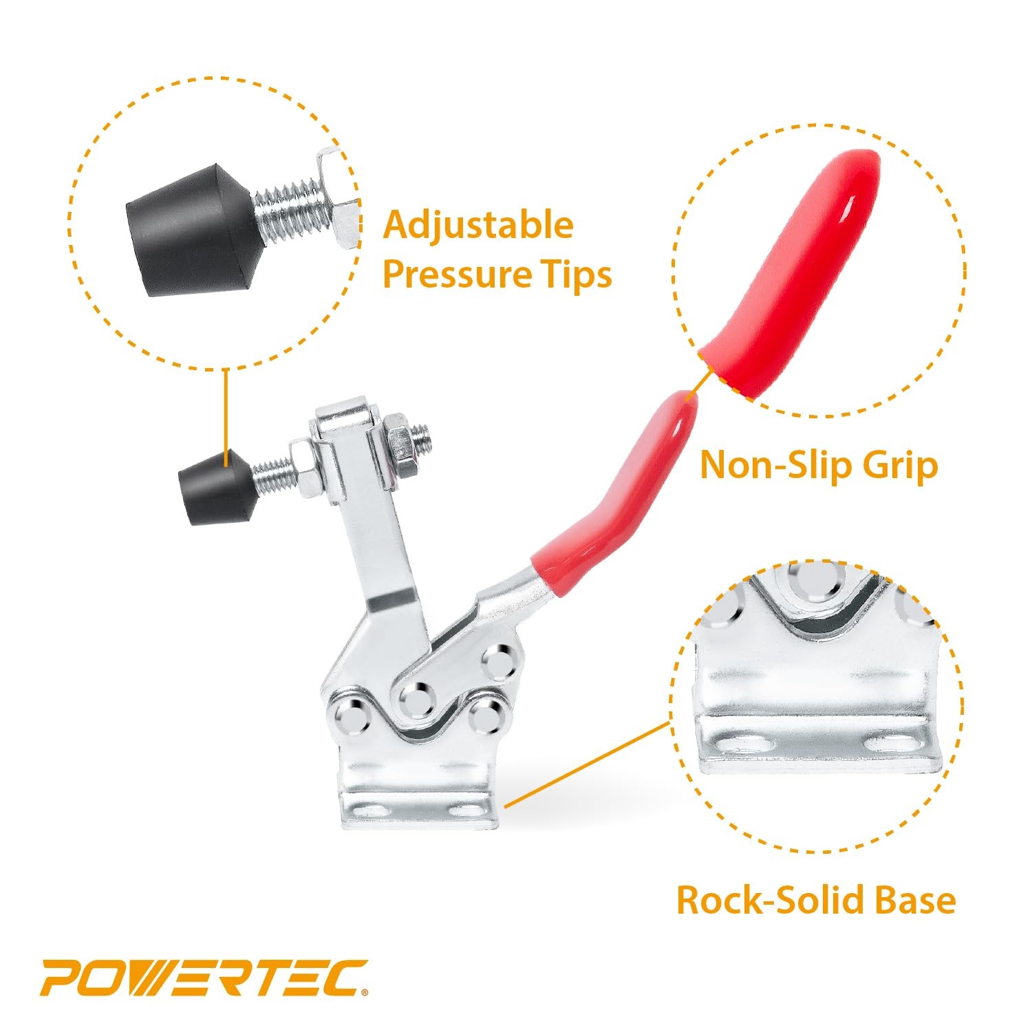 POWERTEC 4PK Toggle Clamp, 500 lbs Holding Capacity, 225D, 4PK, 225d, 4pk