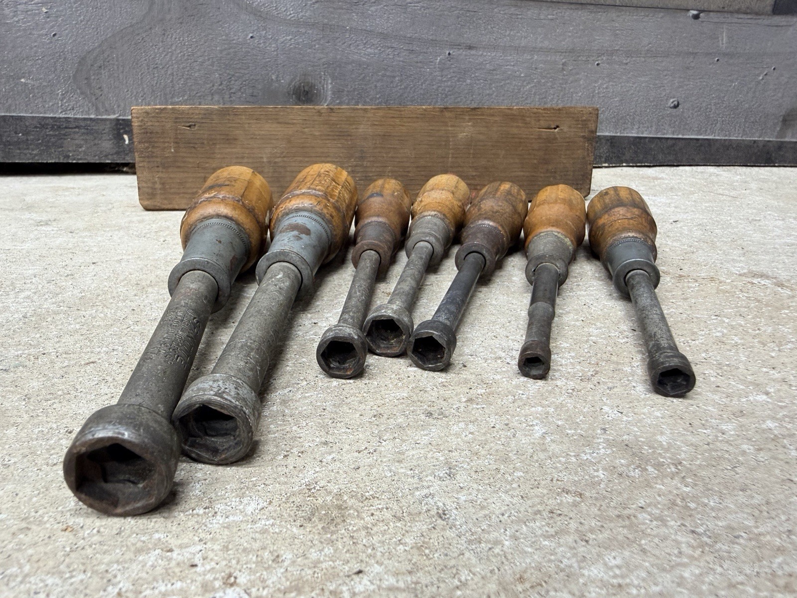 1940 Antique Wood Nut Driver Tool Set Walden Worcester SPINTITES Counter Display