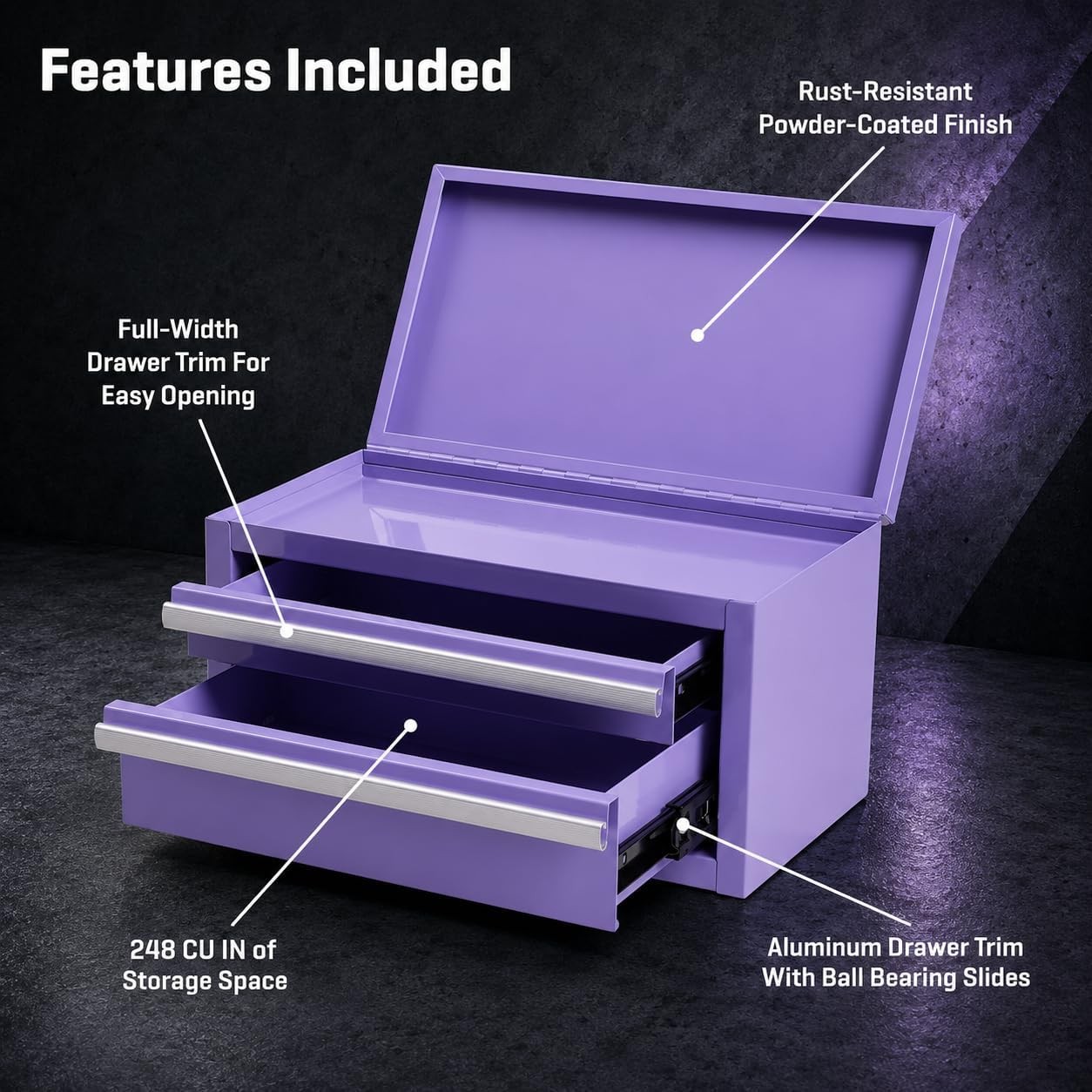 K.balt 2-Drawer Mini Tool Box, Lavender