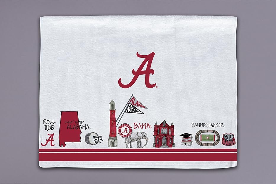 Magnolia Lane Alabama Crimson Tide Towel Fabric Multicolor 26×16 Standard Modern