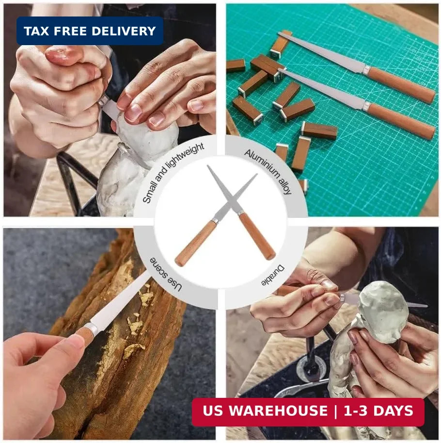 Fettling Sculpture Carpenter for Polymer Smoothing: 10pcs Wood Handles Steel Too