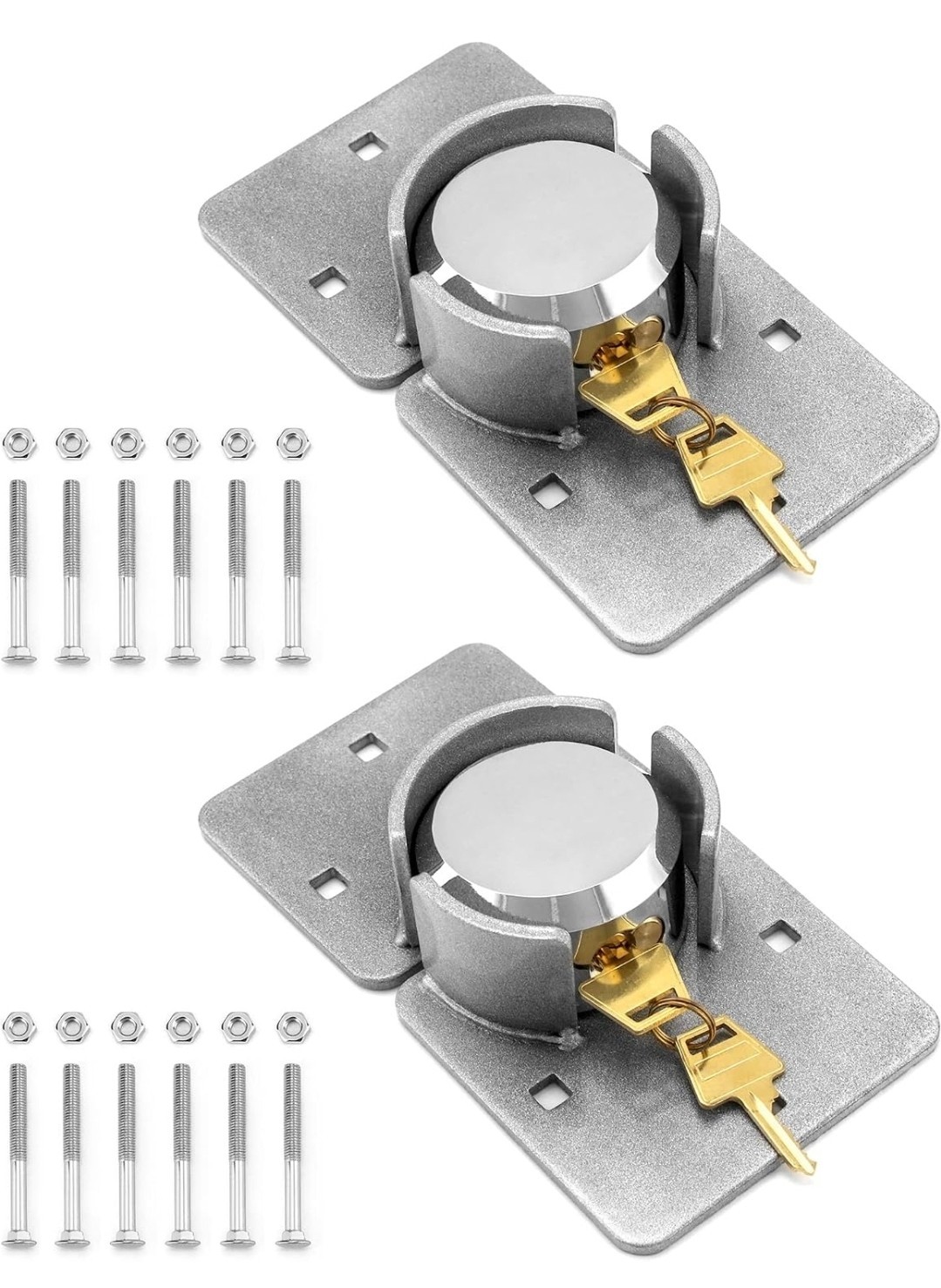 QWORK Heavy Duty Puck Lock , 2 Pk High Security Steel Hidden Shackle (S314)