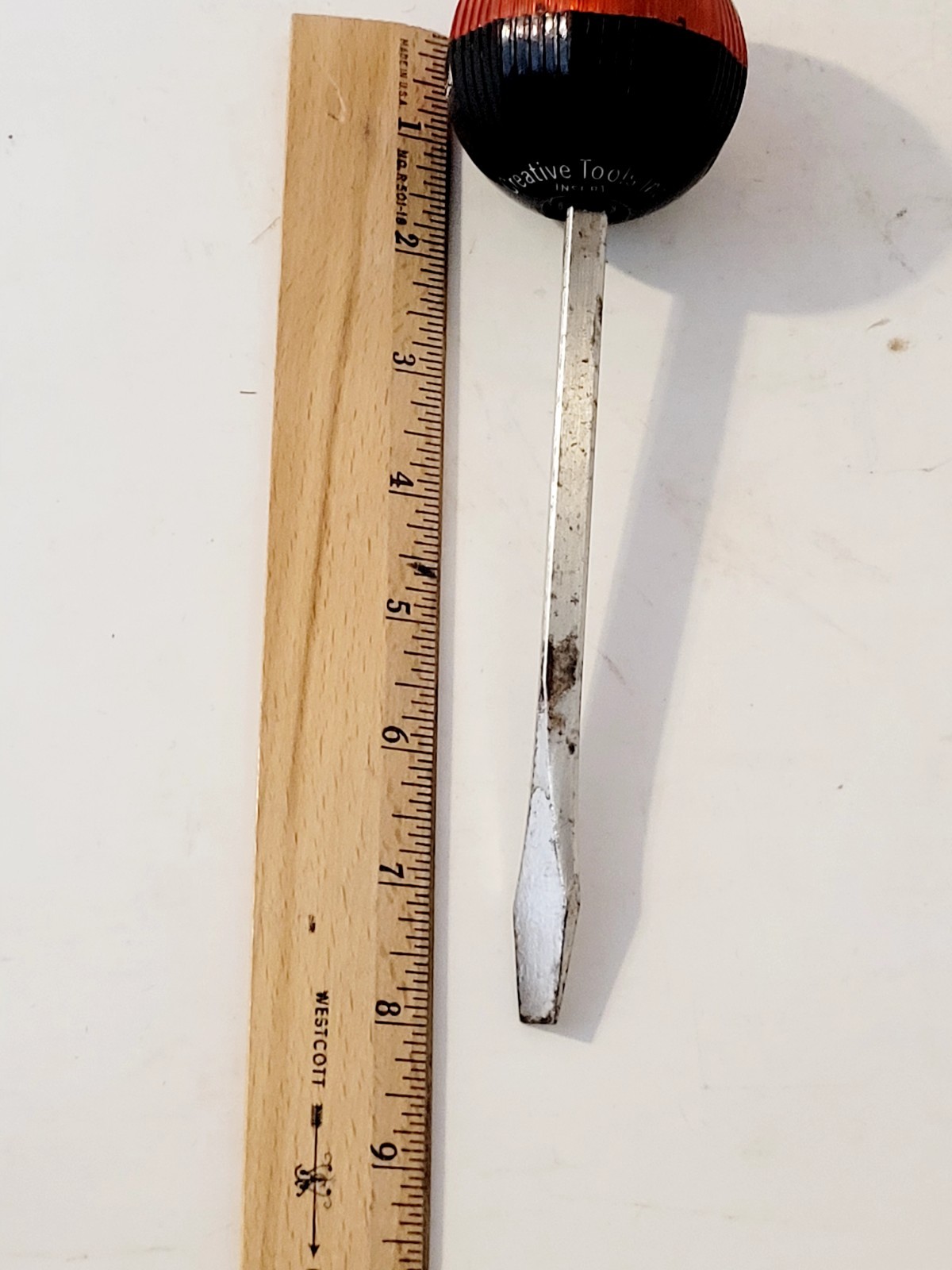Easydriver Creative Tools Ratchet Ball Screwdriver Flat Head Long Bit USA Vtg
