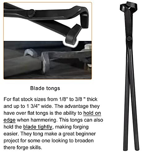 5-Piece Blacksmith Tools Set – Tongs Kit with Flat, Square, Bolt, Blade & Wolf J