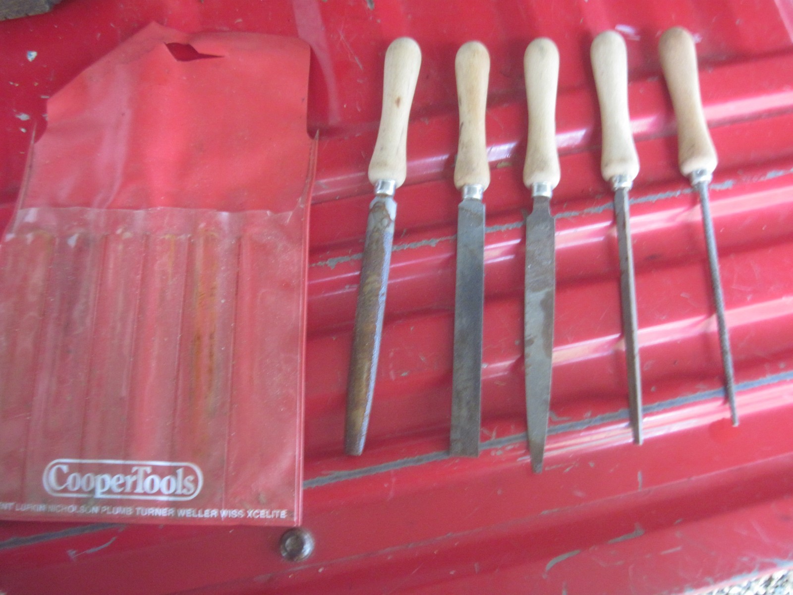 6 Vintage Wood Handle Screwdrivers, 5pc. Set of Cooper Files, Stone Head Sander?