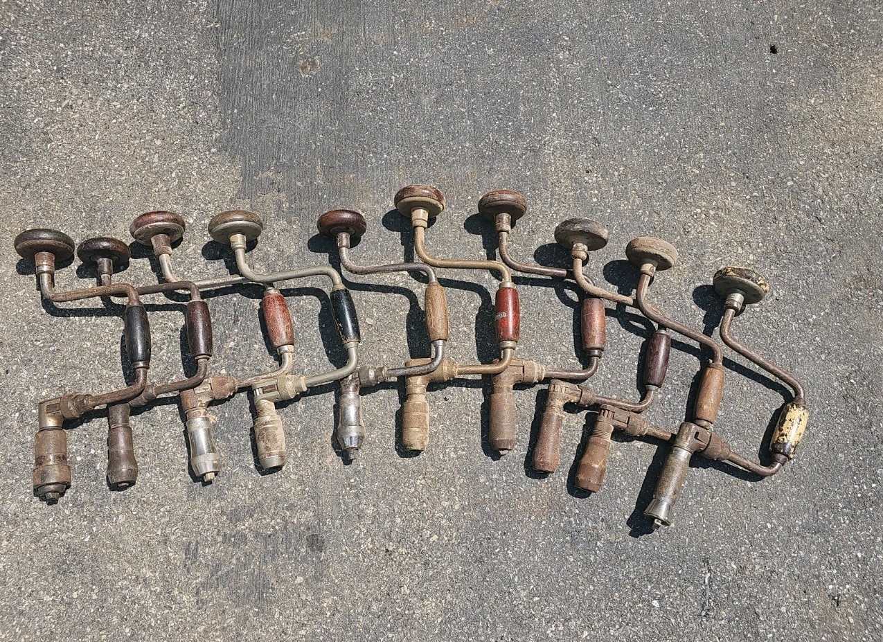 Q46- Lot of 10 antique braces – Stanley, Craftsman, Millers Falls, Etc