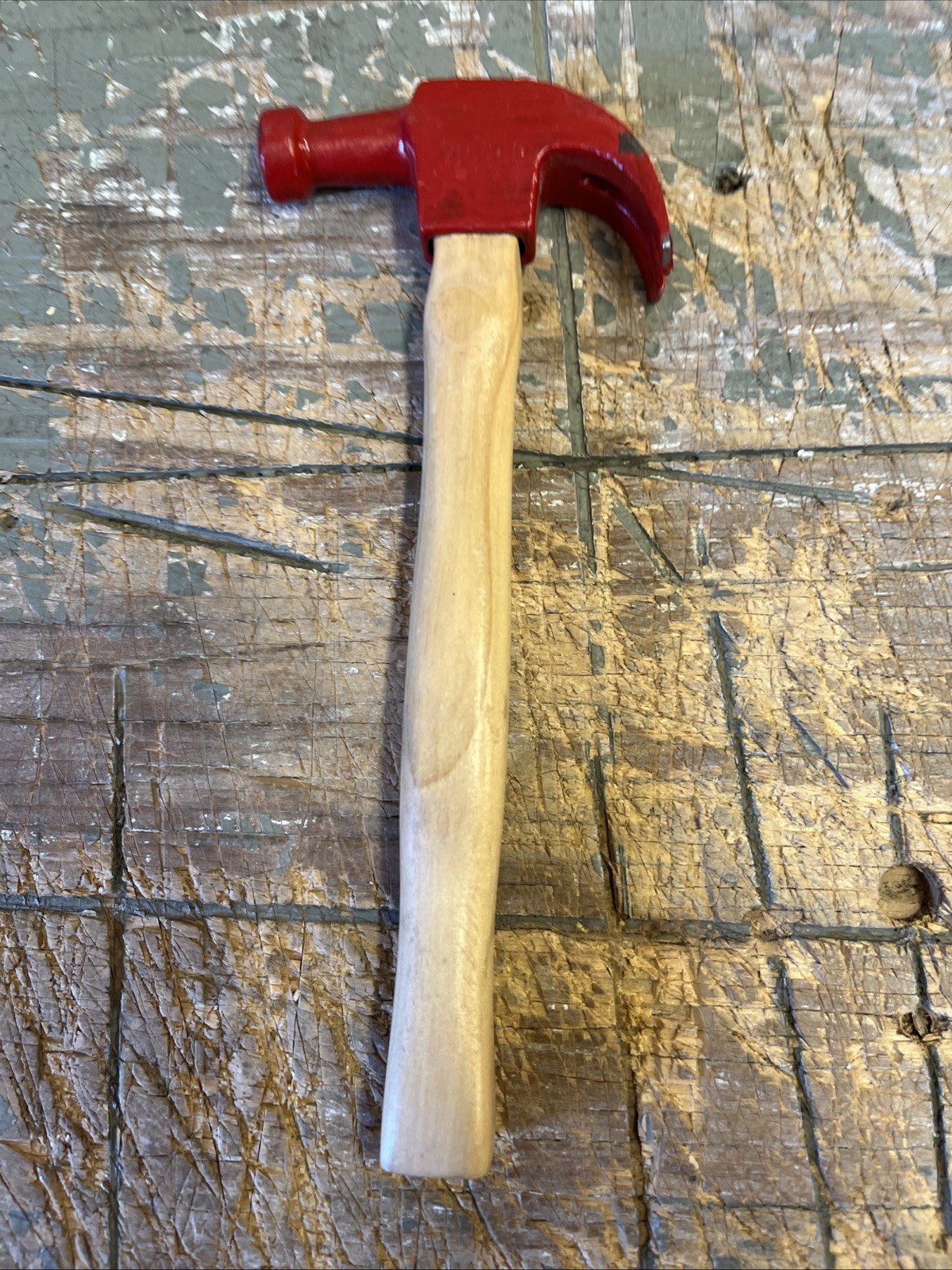 Vintage Children’s Tool Set Play Claw Hammer Small Tack Finish Nail Red / Wood