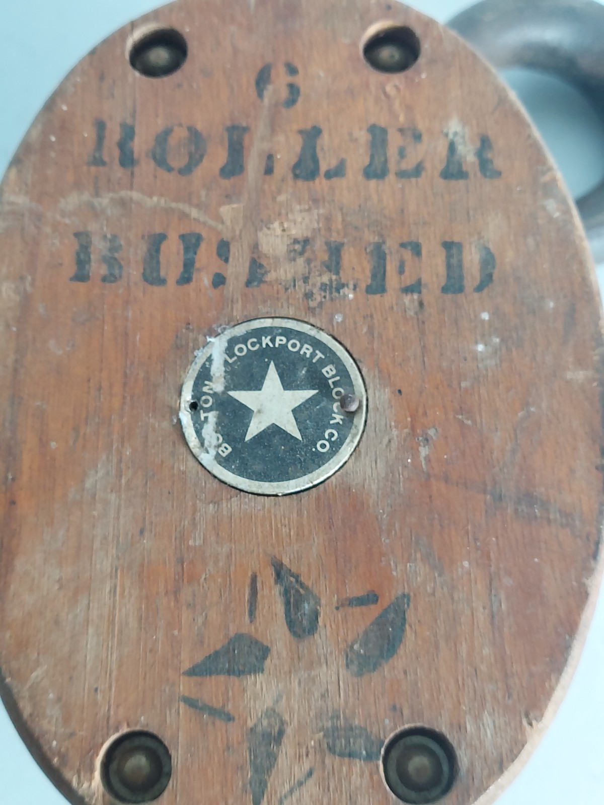 LOT 2 Antique Boston Lockport Block Co USA Block and Tackle Pulley Wooden 13.5″