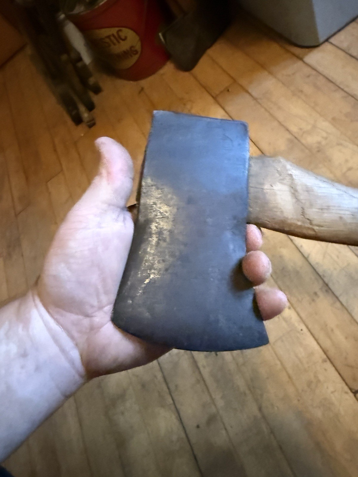 Vintage Old Rare 3-1/4 Axe Hatchet Tool Marked Best Of All With Wood Handle USA