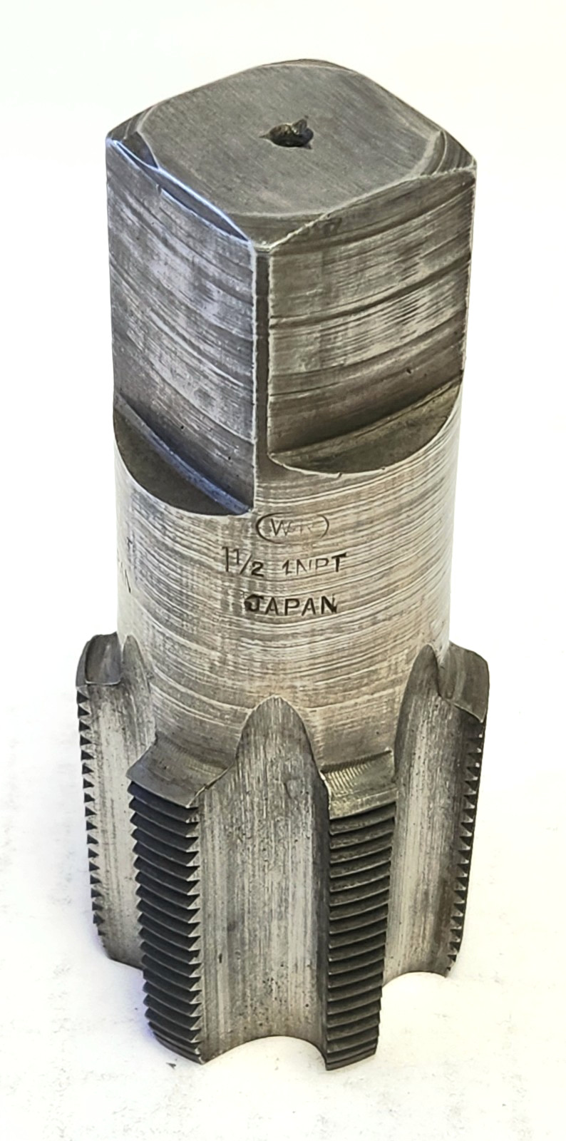 1-1/2″ – 11-1/2 NPT 6 FLute Pipe Tap , 4-1/2″ OAL, 1″ Square Shank (Older Stock)