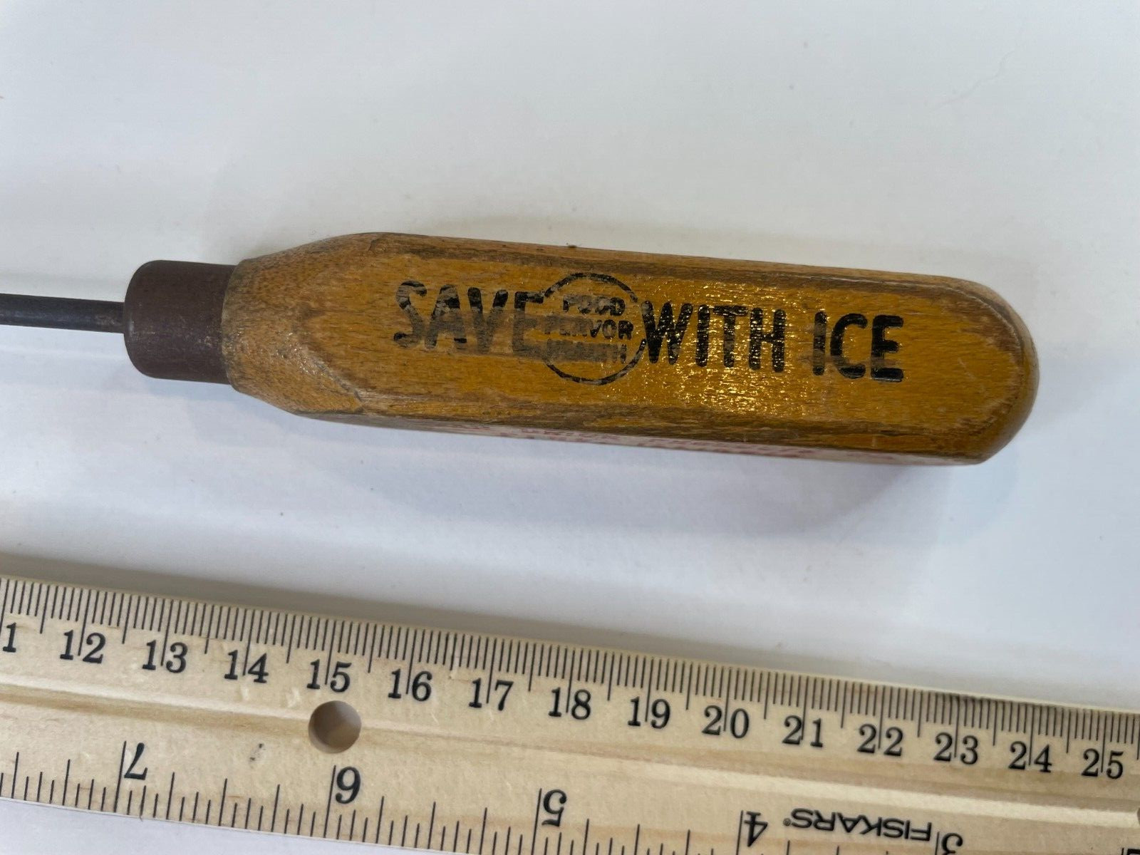 Vintage Star Union Products Company Peru Illinois Ice Pick w/ Wooden Handle