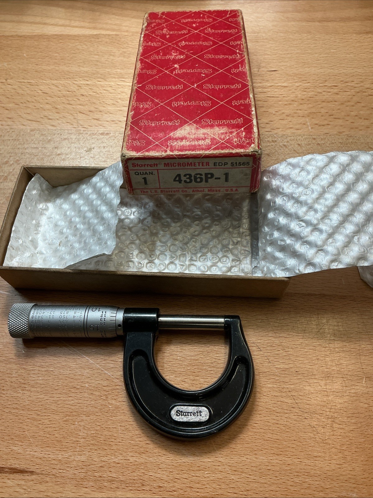 STARRETT NO. 436P 1″ MICROMETER IN ORIGINAL BOX FREE SHIPPING