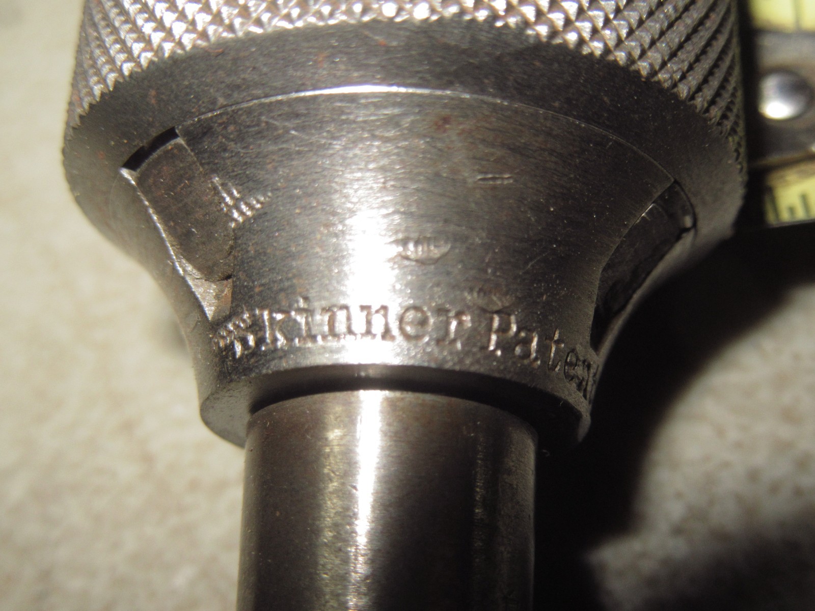 Vintage Skinner lathe tailstock Chuck Pat. June 16, 91 small No. 11 hollow taper
