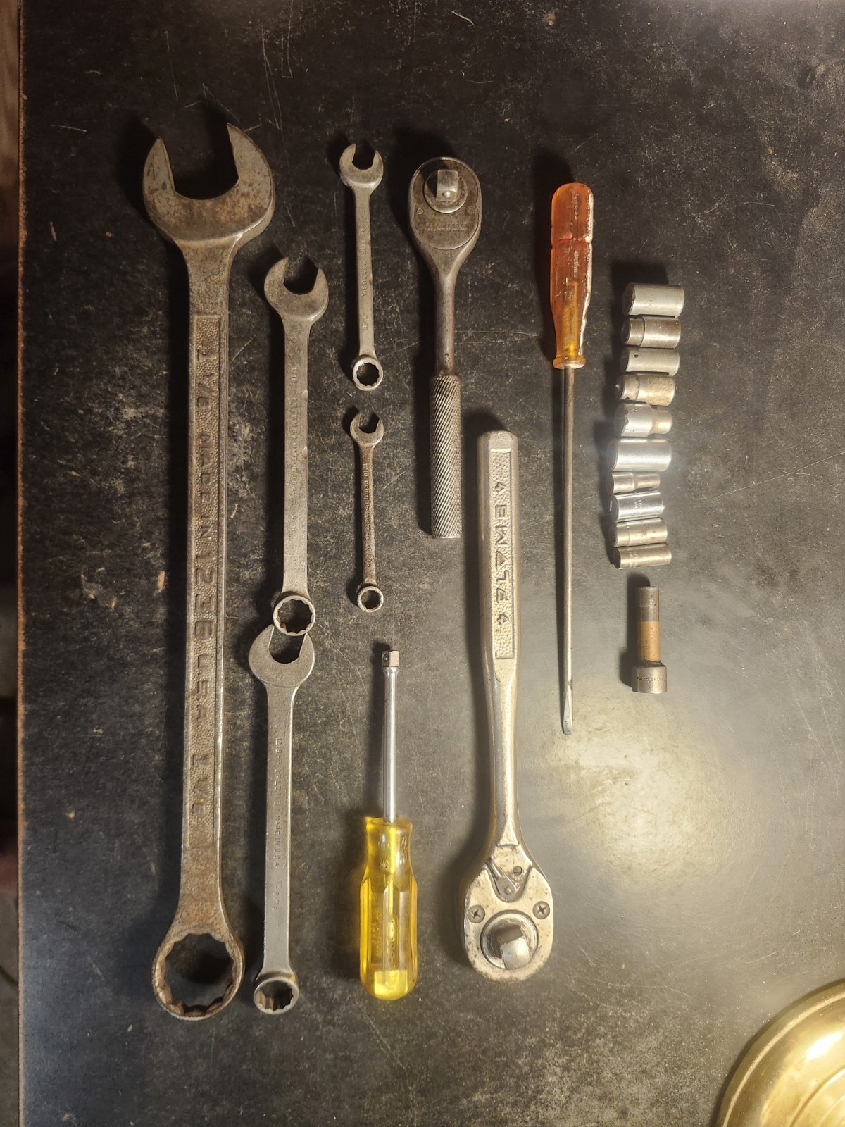 plomb / plvmb / plumb / proto vintage Tool Lot Pebble Pattern, Wrenchs, Sockets