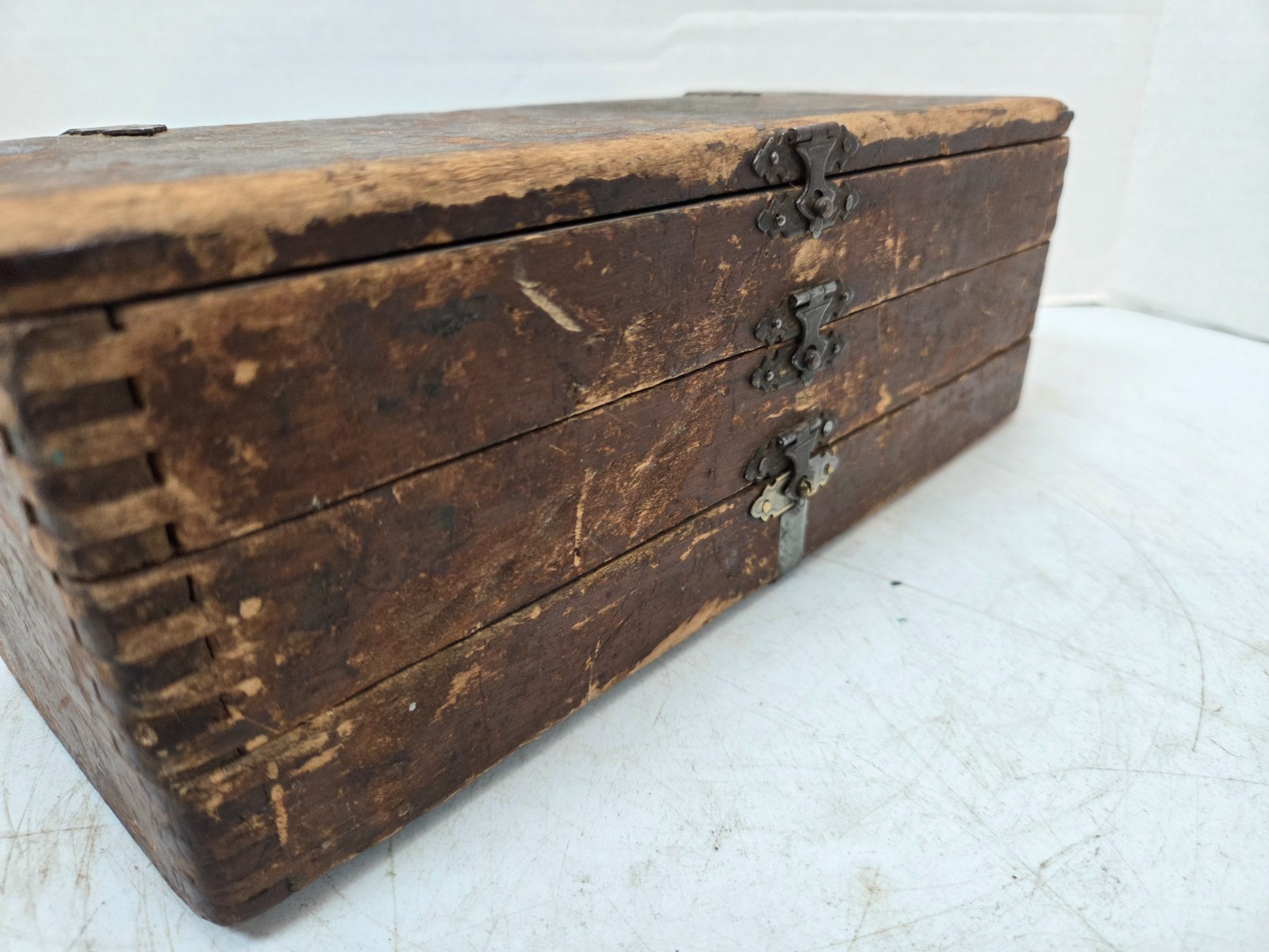 Antique Russell Jennings box of Brace Bits and Early Wedgeway 14″ Bit Brace usa