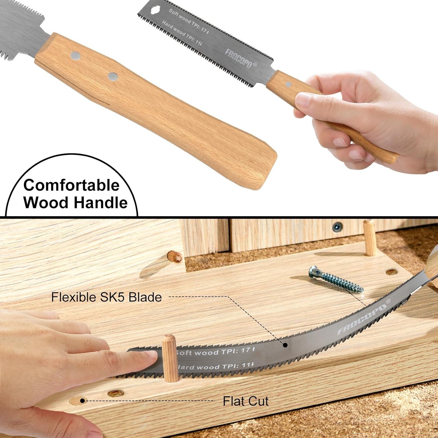 SK5 Steel 6-Inch Ryoba Saw with Beechwood Handle – Lightweight Wood Cutter