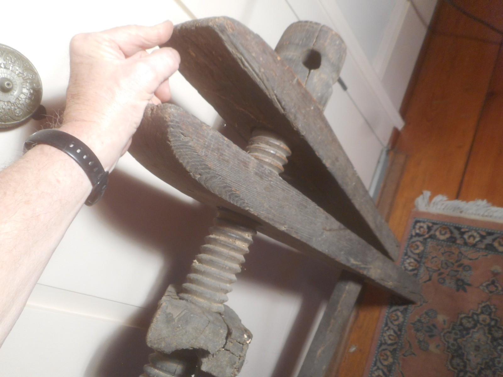 Antique/VTG Wood Workbench Vise Clamp Woodworking Industrial Carpentry Old Tool