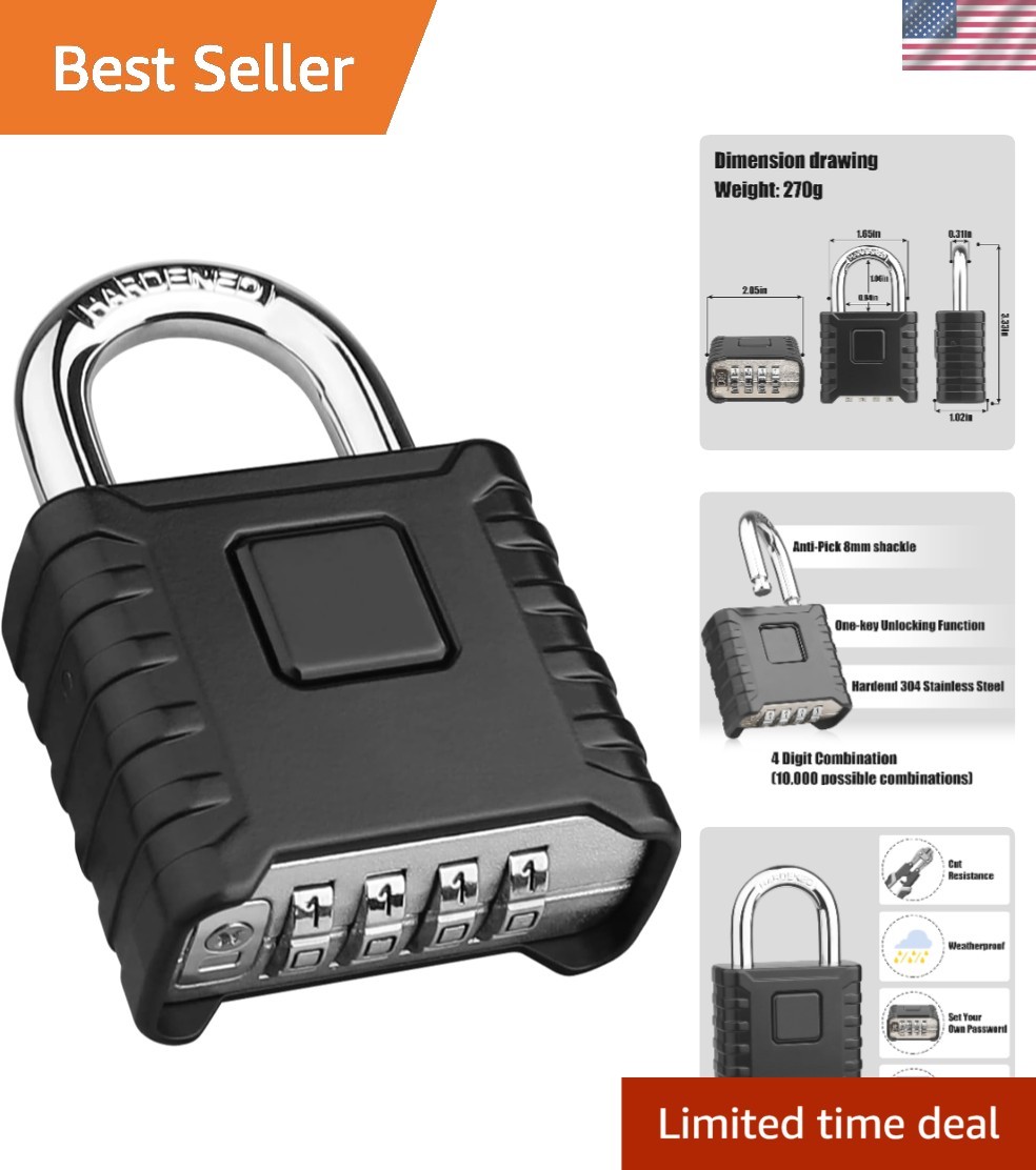 Secure Your Belongings: Large Outdoor Combination Padlock with Hidden Passcode