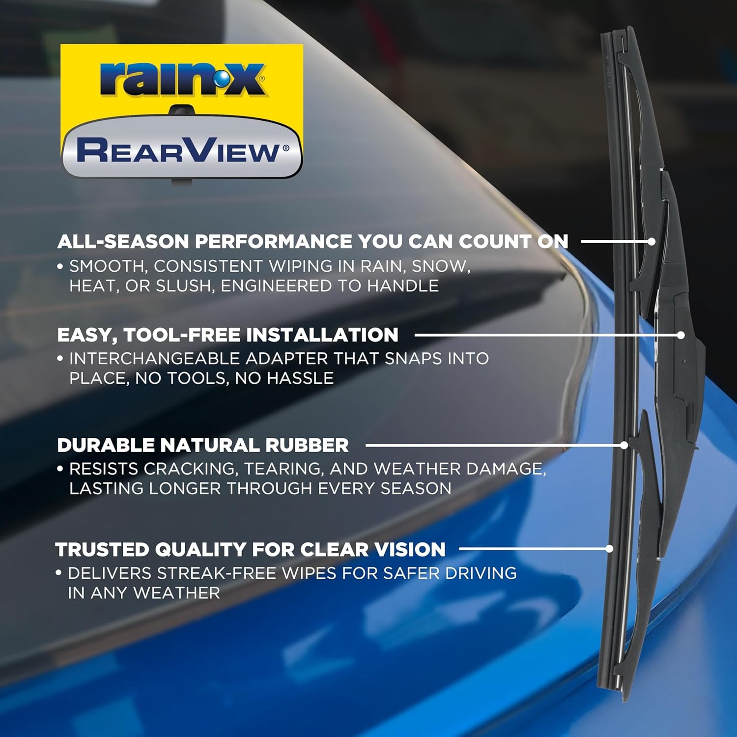 Rain-X 850218 RearView Wiper Blade 13″, OEM Replacement Rear Windshield Wiper, I