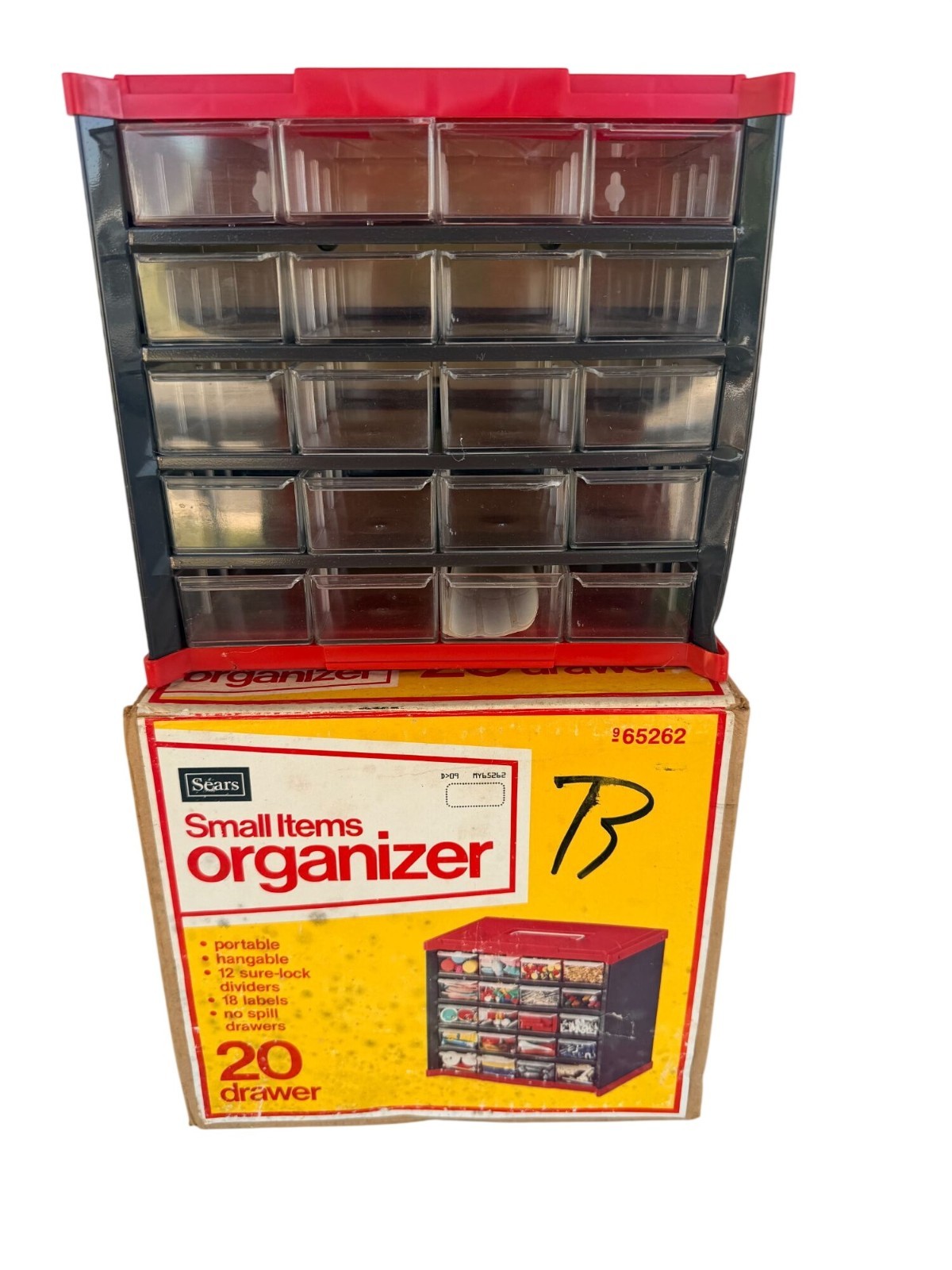 Vintage Sears Small Items Storage Garage Organizer 20 Drawer 65262 Original Box