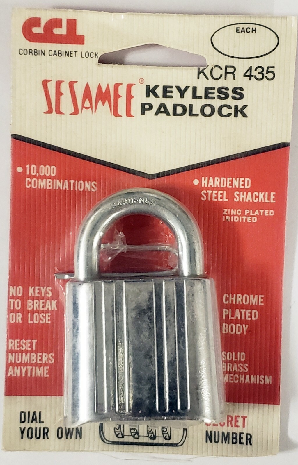 CCL Sesamee Keyless Padlock Vintage NOS 435 Dial own Secret Number