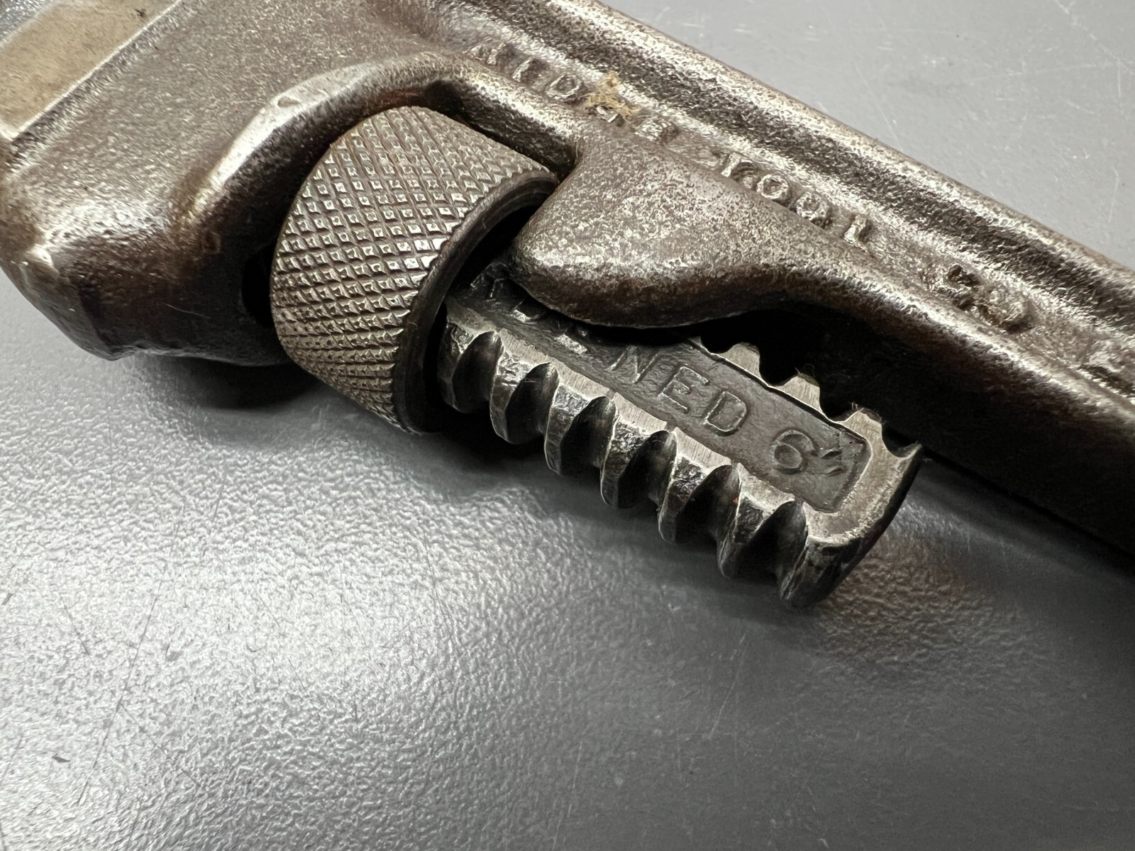(T) VINTAGE RIDGID RIDGE TOOL CO. 6″ HARDENED PIPE WRENCH – ELYRIA, OH USA – VGC