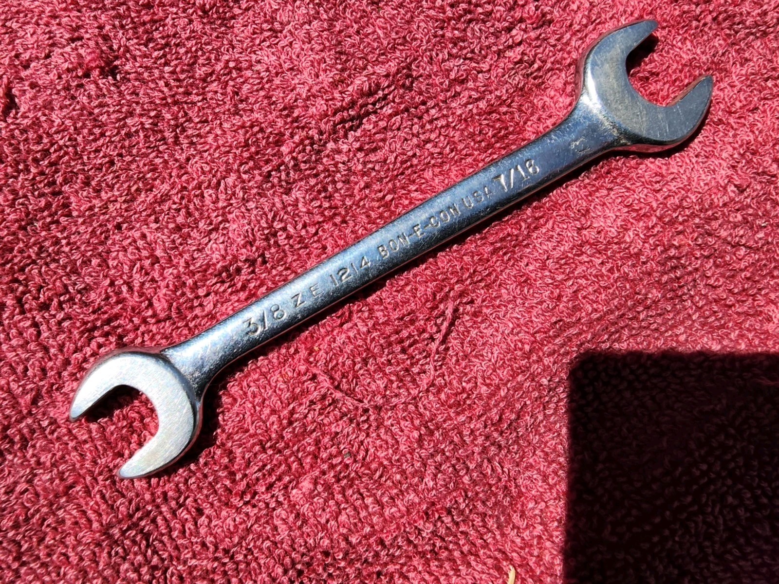 Vintage Bonney Open End Wrench 3/8” x 7/16″ BON-E-CON ZE 1214 USA