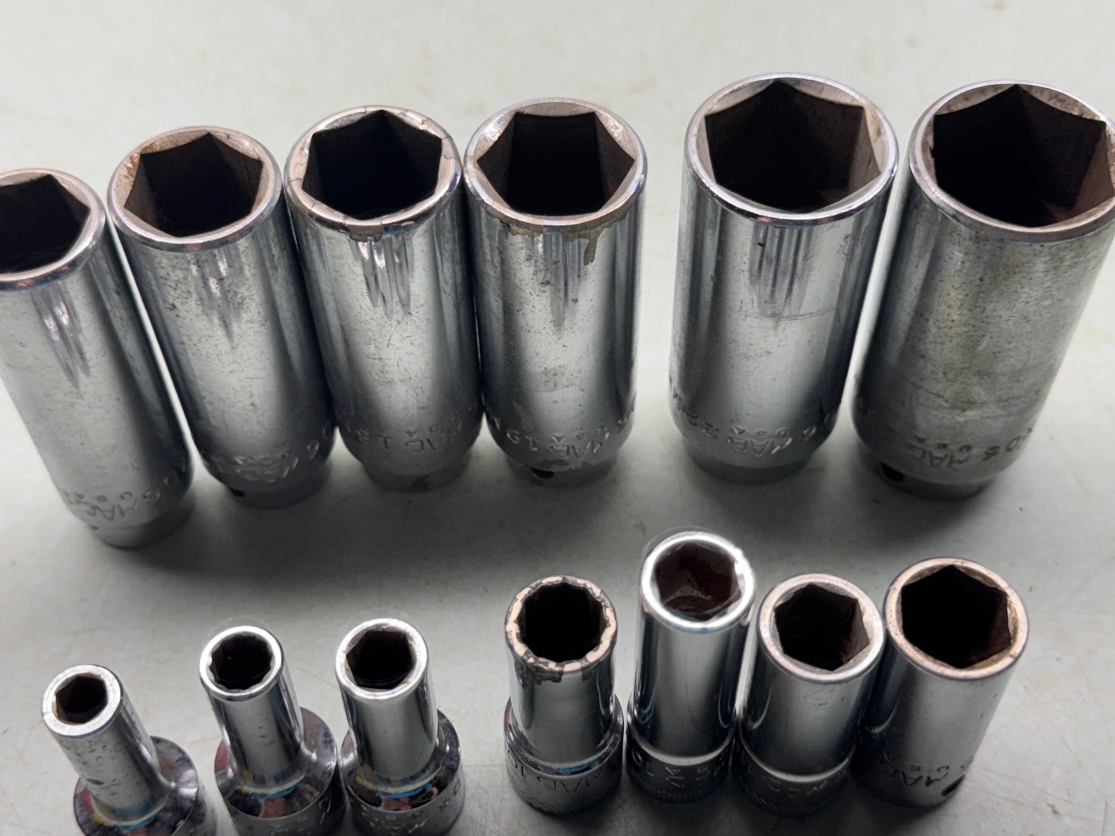 MAC Tools 3/8″ Drive Metric Deep Chrome Socket Lot 6mm – 23mm Vintage USA Made