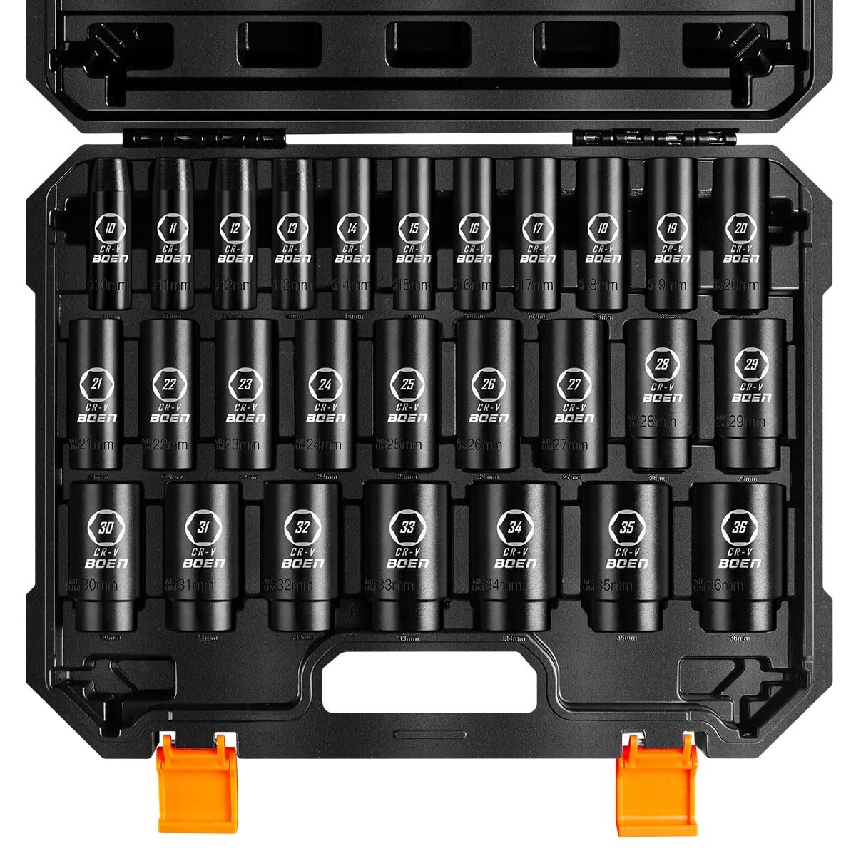 boen 10mm-36mm 1/2 Drive Metric Impact Socket Set 27PCS