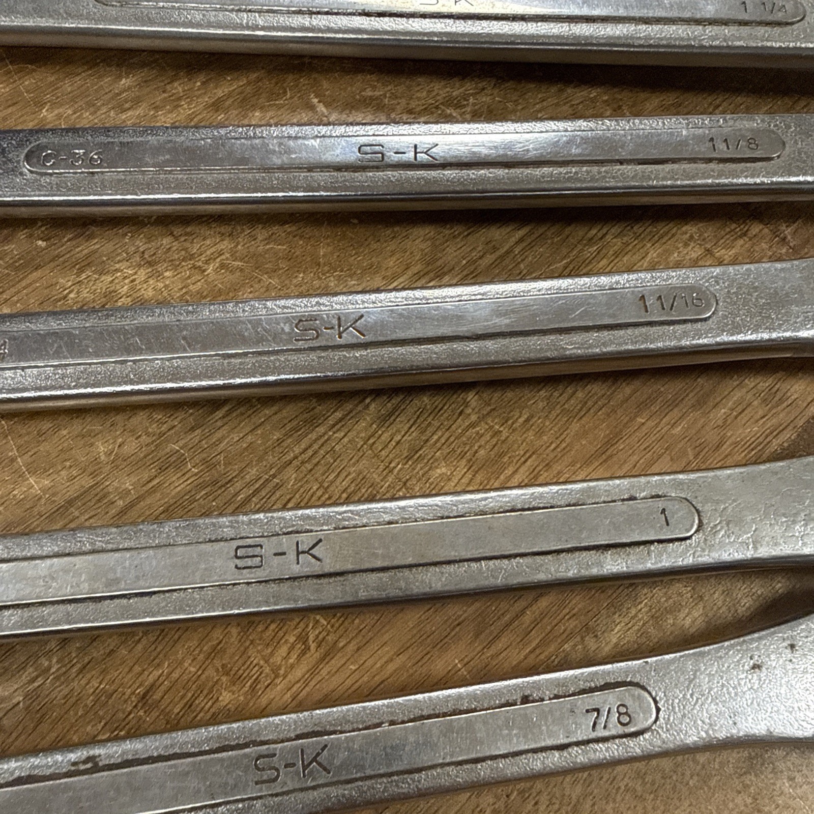 Vintage SK Tools USA 5 Piece Set C-40 1-1/4” Thru C-28 7/8” 12 Point Combination