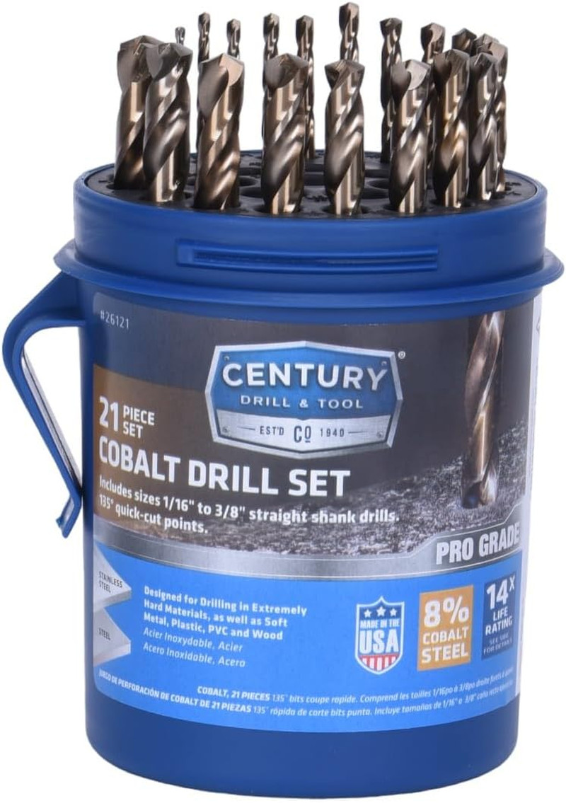 26121, 21 PC Uest,Jobber Drill Bit,Prograde, Cobalt Steel, High Speed Drill Bi