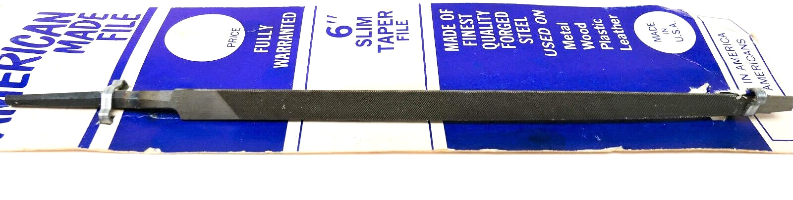 RARE Vintage American Made 6″ Slim Taper File 7.75″ Long Forged Steel USA NOS
