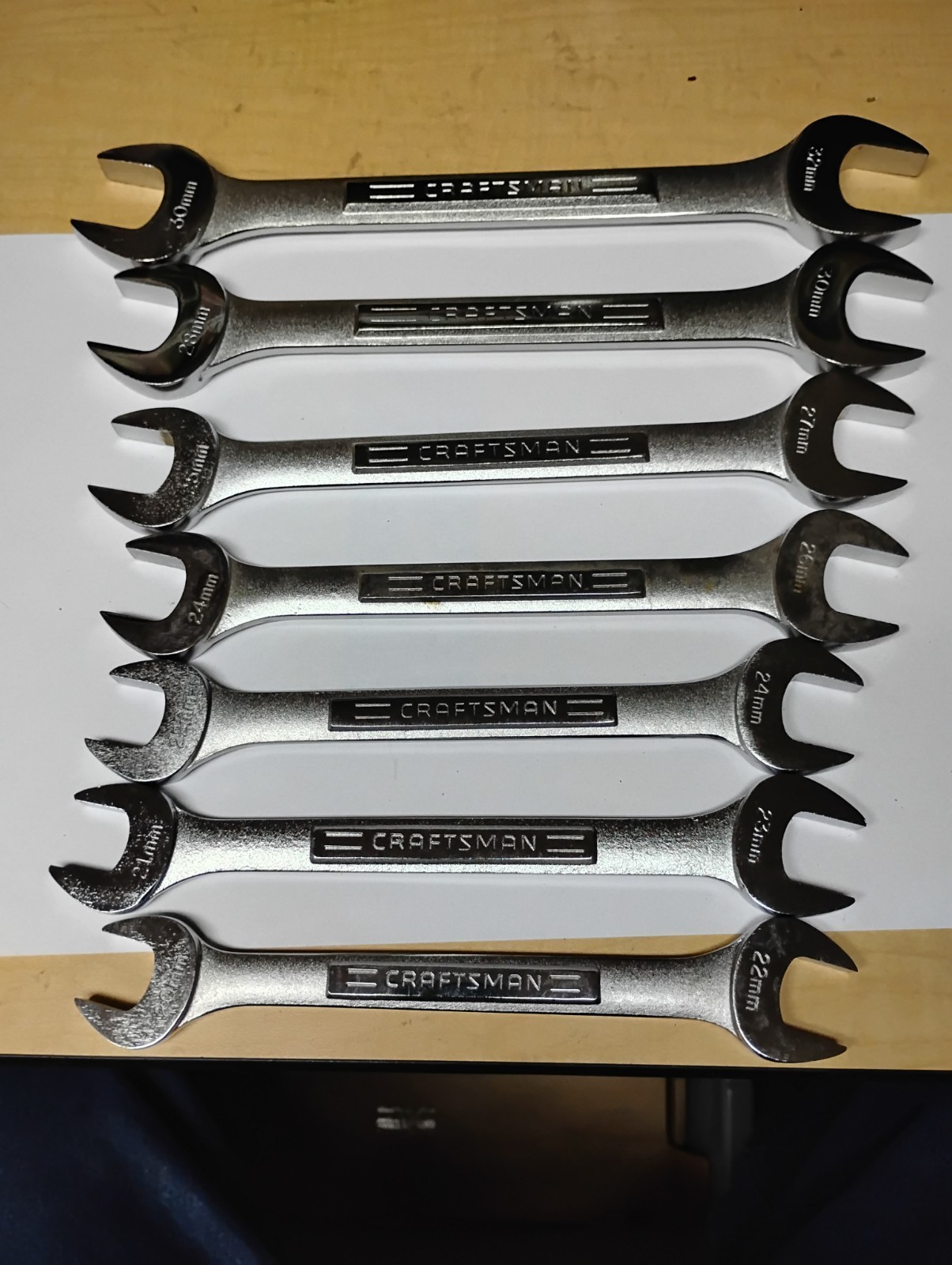 CRAFTSMAN 7 PIECE METRIC open end wrench set 20mm thru 32mm