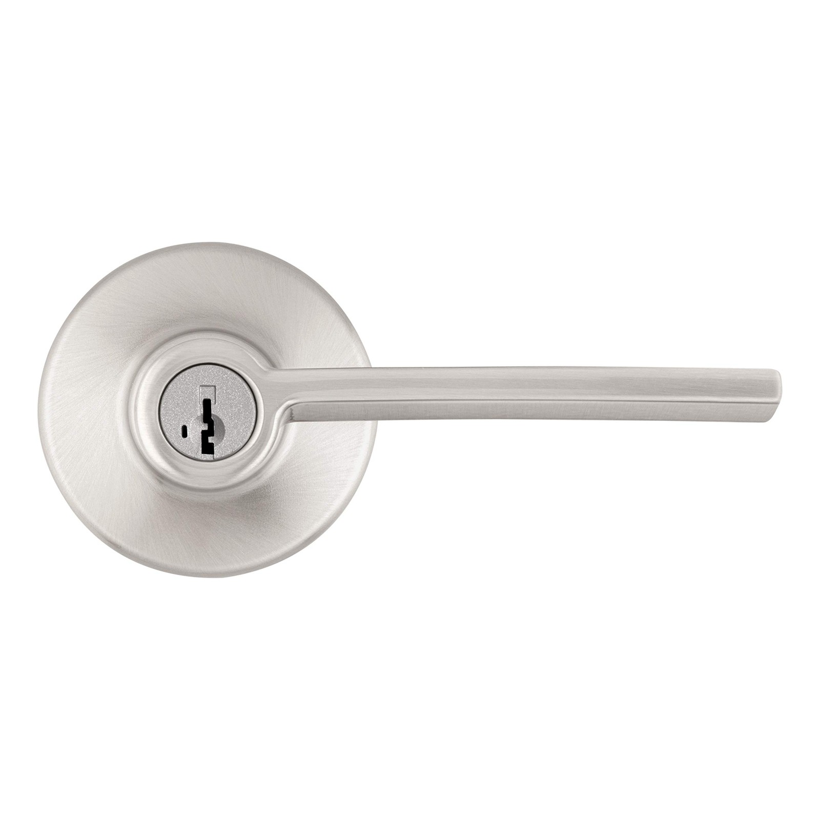 Kwikset Ladera Entry Door Handle with Lock and Key, Entry, Satin Nickel