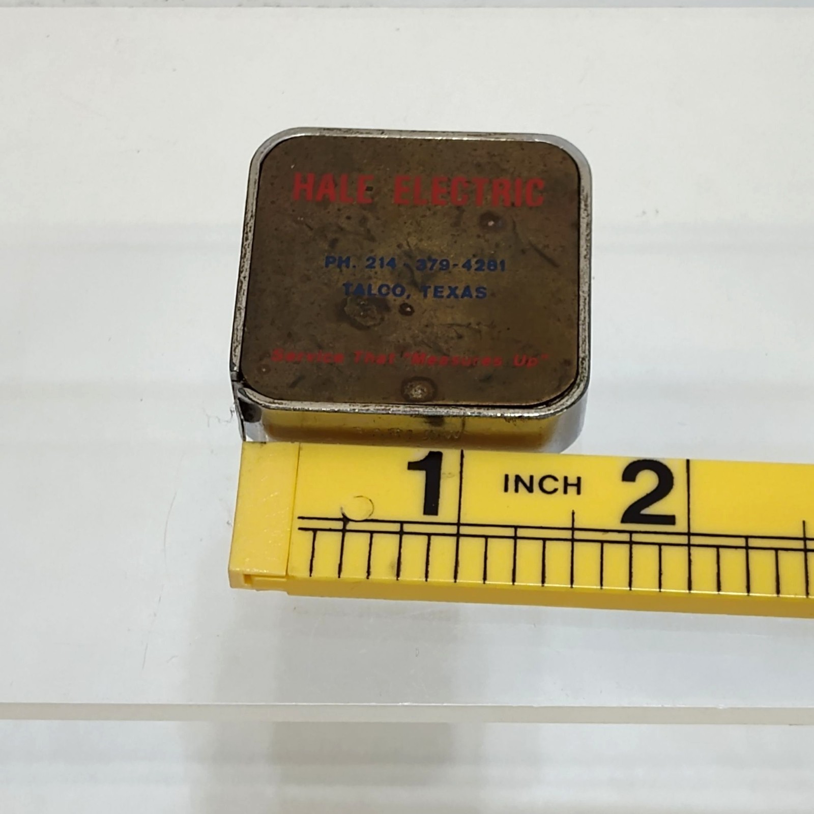 Barlow Advertising Tape Measure Hale Electric Talco Texas 1960s Made USA Vintage