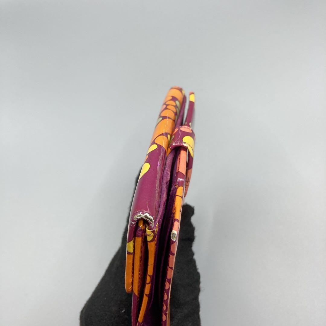 Emilio Pucci Wallet Bi-Fold Compact Enamel Orange Purple Used 9x13cm