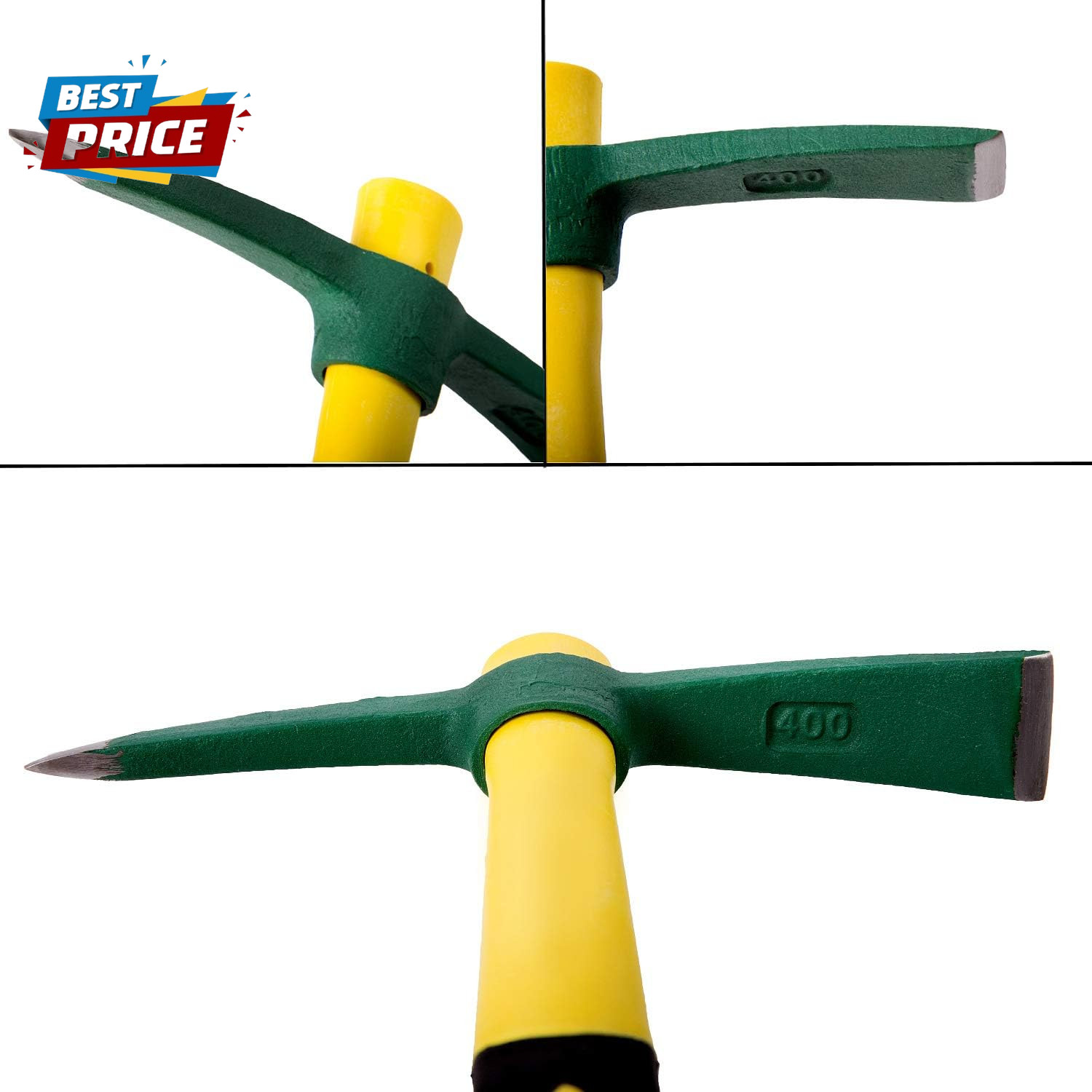 15 Inch Pick Mattock Hoe, 1.4Lbs Forged Weeding Garden Pick Axe Pickaxe with Fib