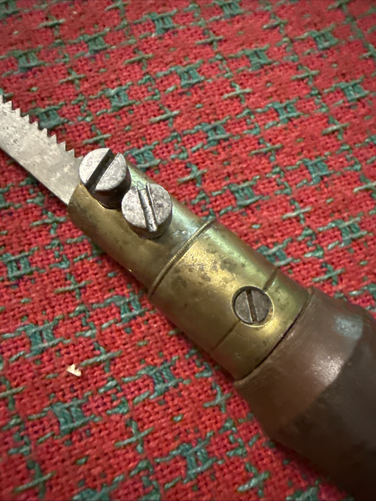 Antique Key Hole/Pad Saw w Blade Wood Brass