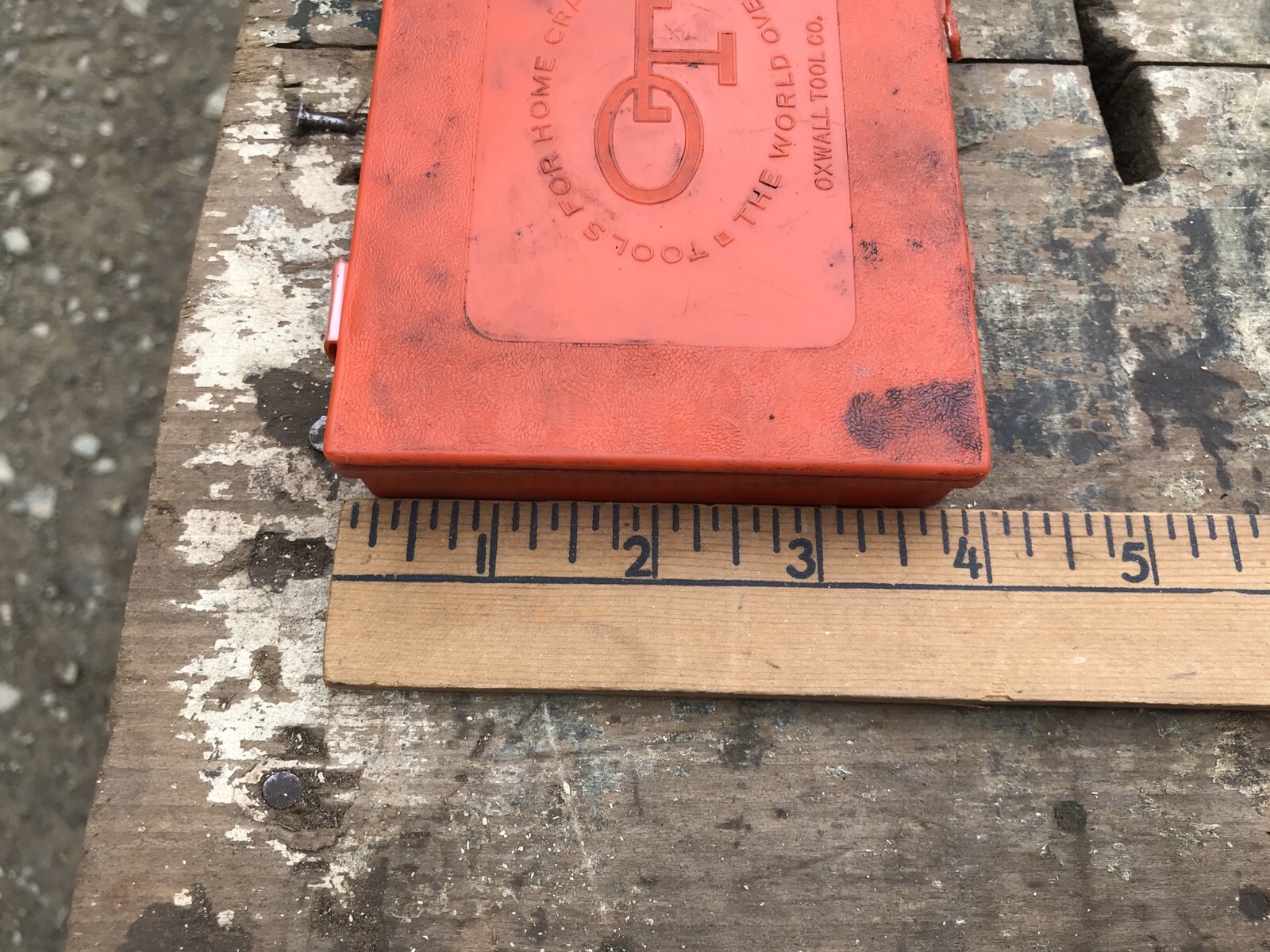 Vintage Oxwall Tool Co. Mini Wrench Tool Box Empty Plastic Red
