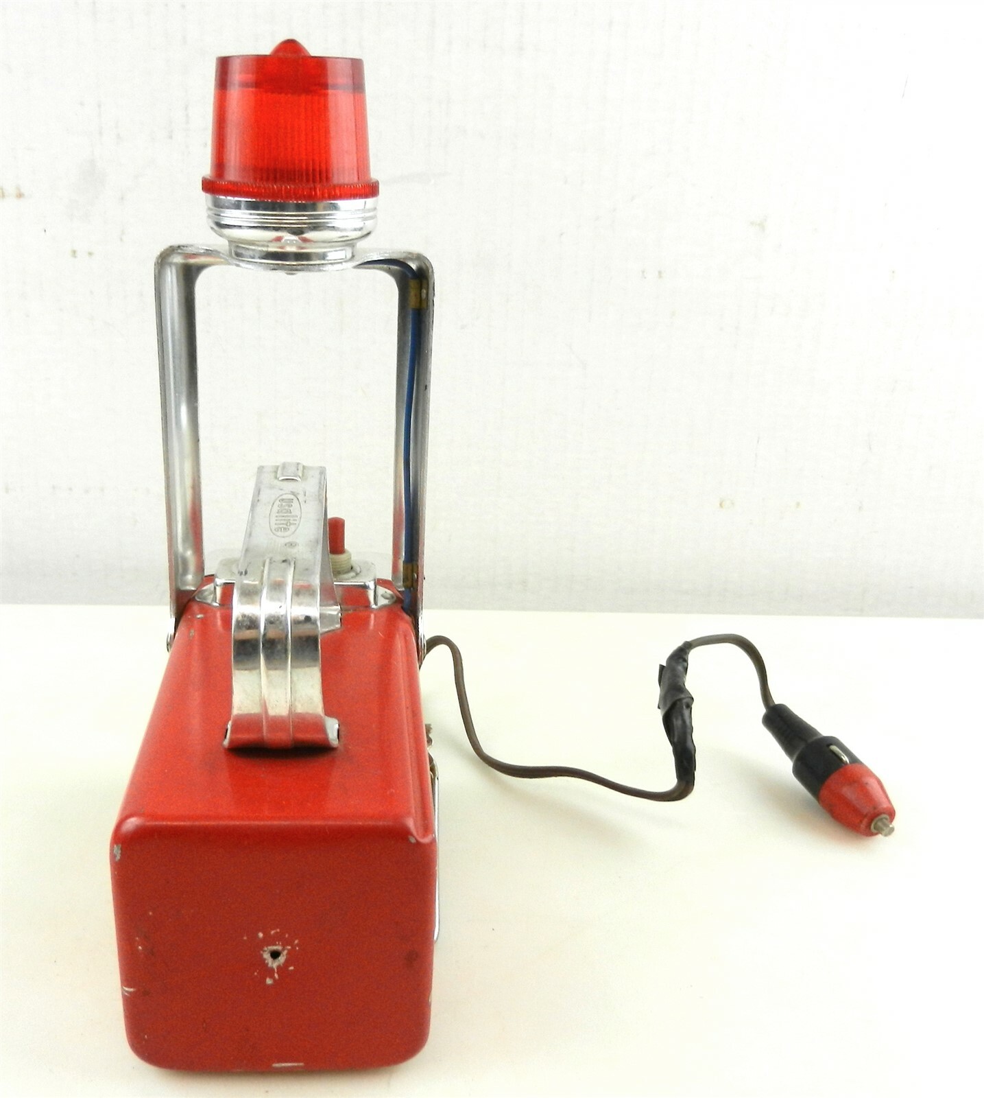 Vtg Motorist’s USALITE Beacon & Raising Flasher Adjustable Stand Red/Chrome T08